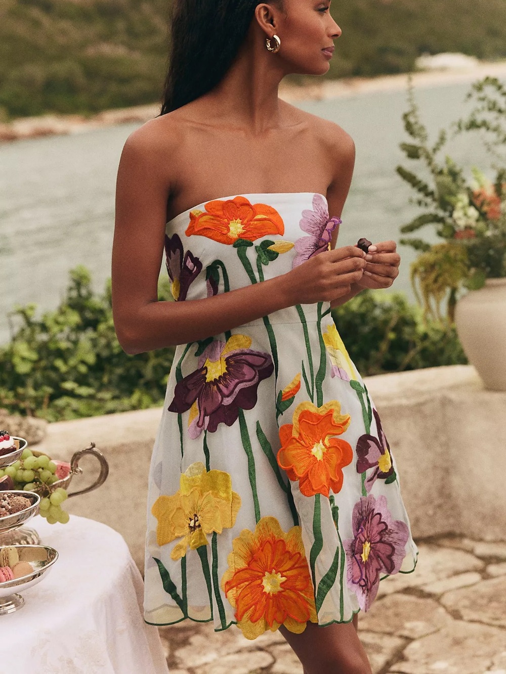 Anthropologie Floral Organza Mini Dress